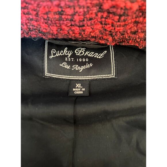 Lucky Brand red and black tweed jacket with asymmetrical zip closure. Size XL. - Picture 10 of 12